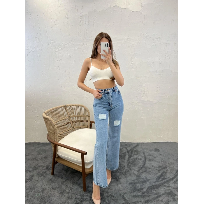 6373 DENİM SLIM PALAZZO FITMAVİ