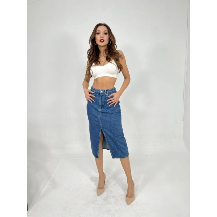 6478 DENİM MIDI LIT KIRTMAVİ