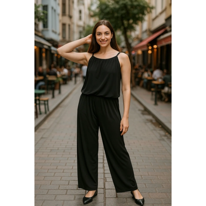 Kadın Rahat Kesim Askılı Bol Paça Sandy Kumaş Fırsat Ürün TulumElbise