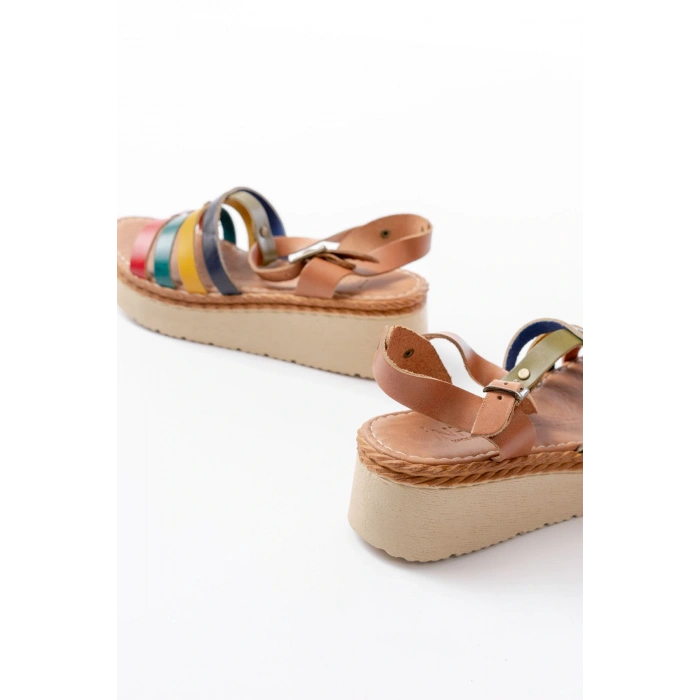730-142 Multi Hakiki Deri Ortopedik Taban Kadın Sandalet