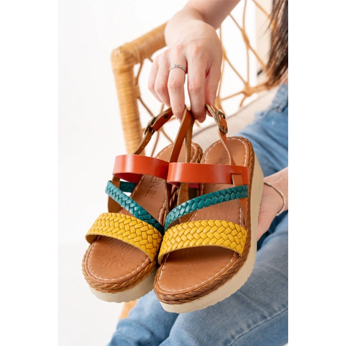 730-152 Multi Ortopedik Hakiki Deri Dolgu Kadın Sandalet