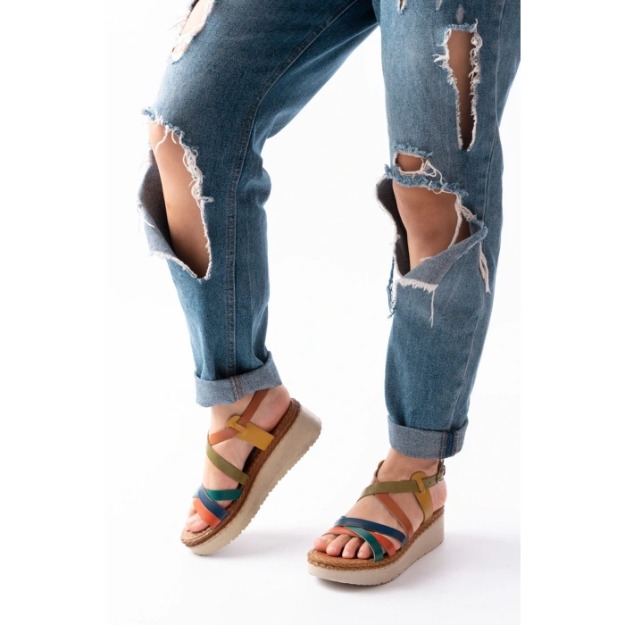 730-153 Multi Ortopedik Hakiki Deri Dolgu Kadın Sandalet