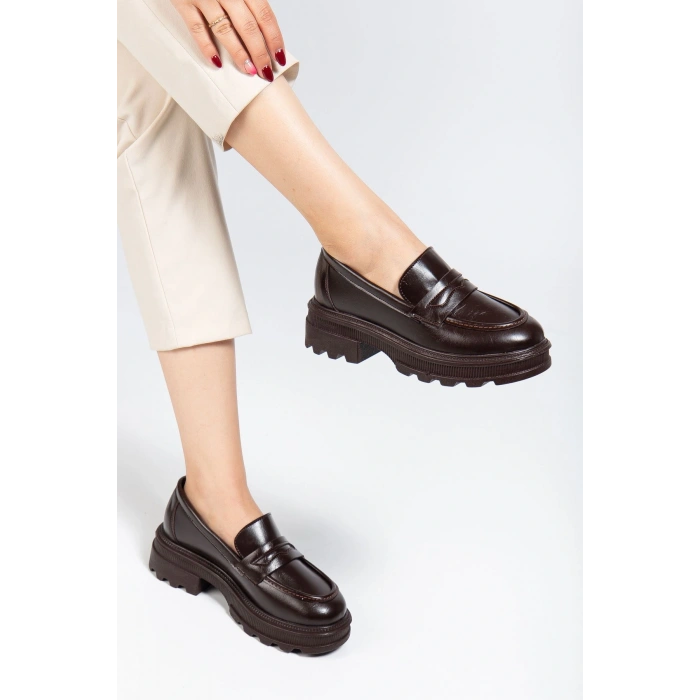 746-759 Kahve Yanki Yüksek Tabanlı Loafer Ayakkabı