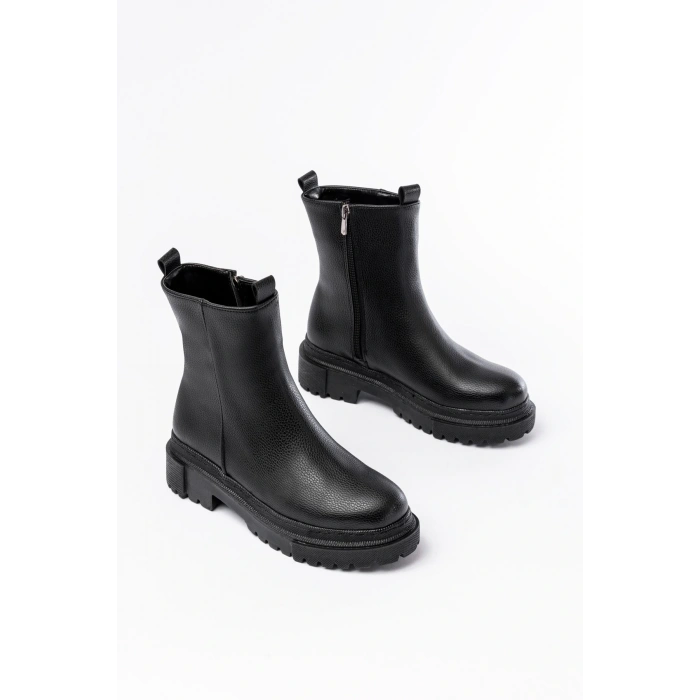 812-2012 Siyah Luna Fermuarlı Günlük Kadın Bot