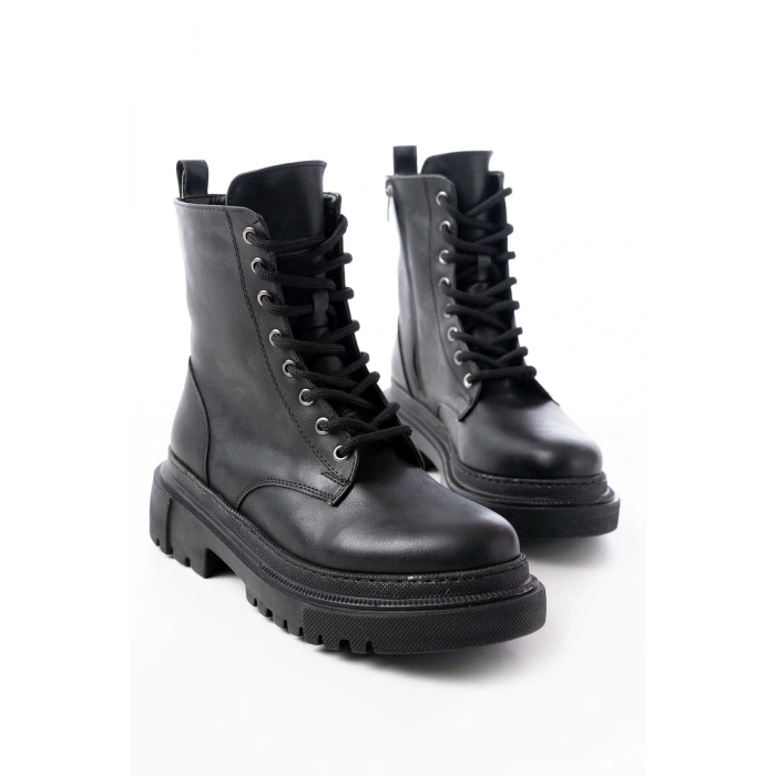 812-356 Siyah Bağcıklı Fermuarlı Günlük Kadın Bot