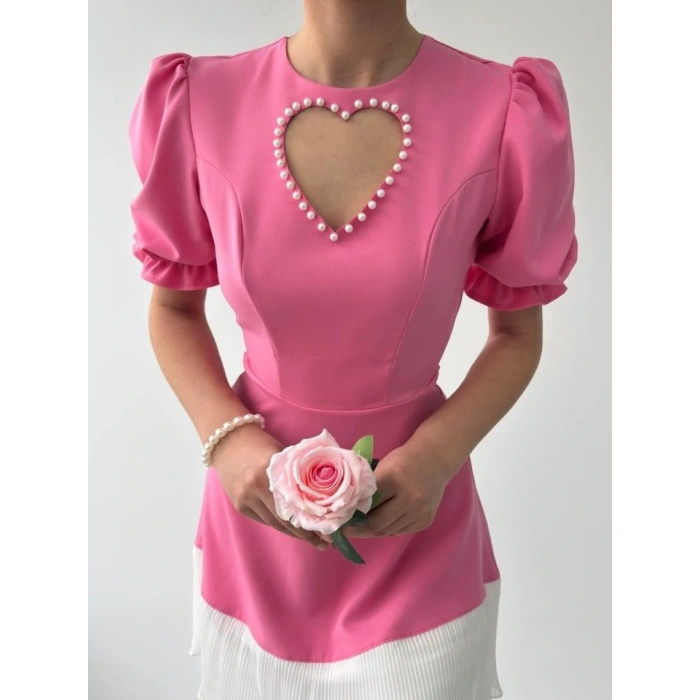 afe Kalp Detaylı Elbise