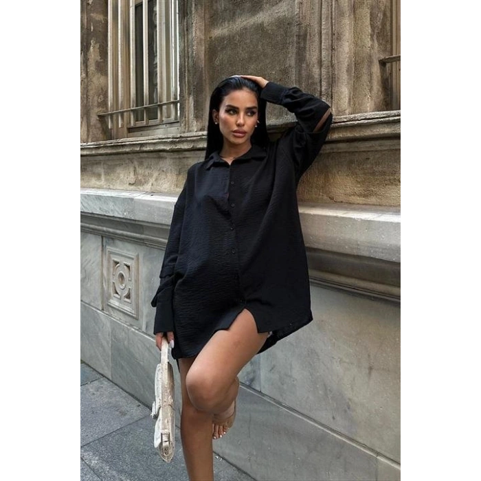 Alina Kol Cut Out Keten Gömlek 325208