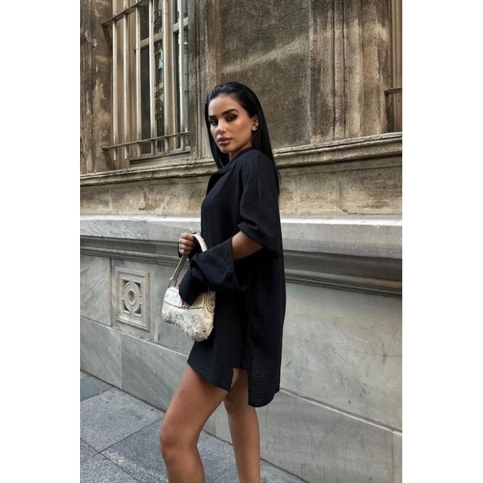 Alina Kol Cut Out Keten Gömlek 325208