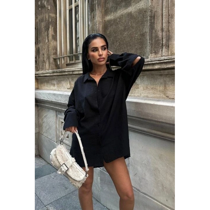 Alina Kol Cut Out Keten Gömlek 325208