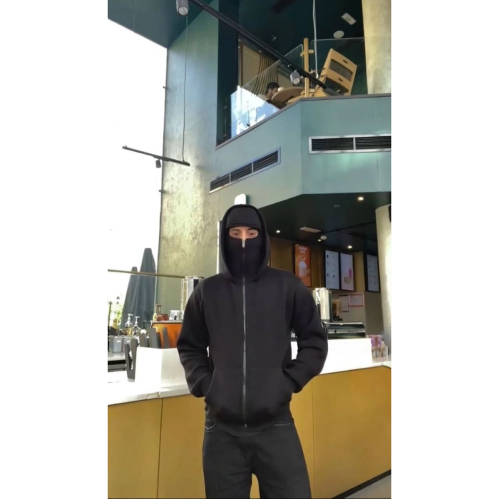 amuray ZIP Fermuarlı Kapüşonlu weathirt iyah