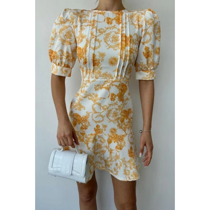 Sarı Çiçekli Elbise