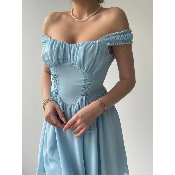 Aria Büzgü Askılı Elbise