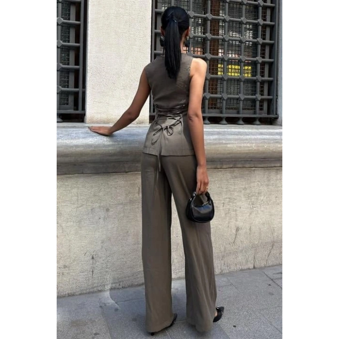 Arkası Bağcıklı Yelek Plazza Pantolon Modal Takım 1020208