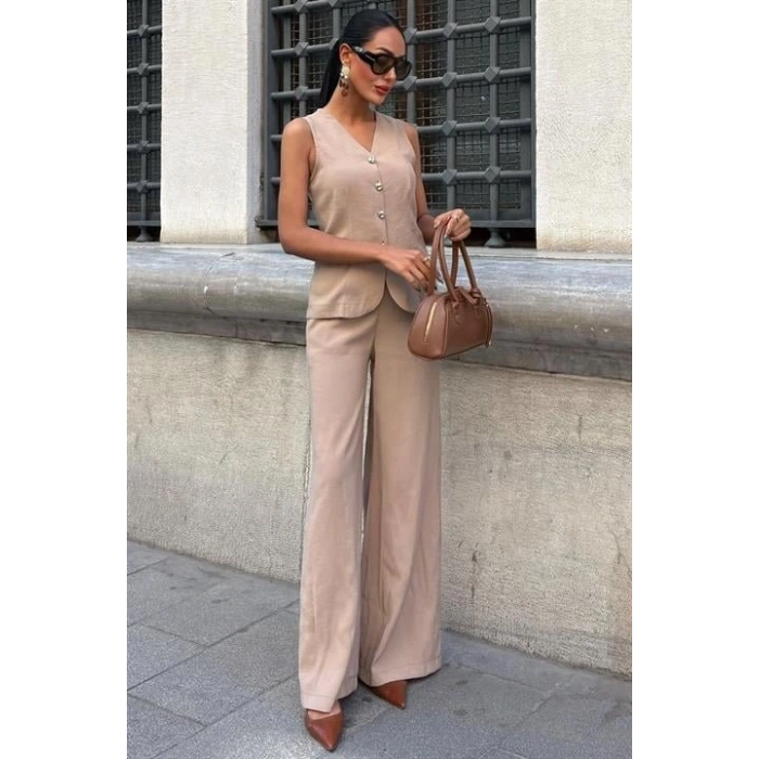 Arkası Bağcıklı Yelek Plazza Pantolon odal Takım 1020208