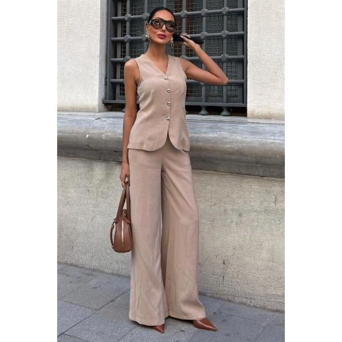 Arkası Bağcıklı Yelek Plazza Pantolon odal Takım 1020208