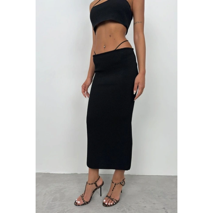 Askı Detay traplez Dokulu Crop