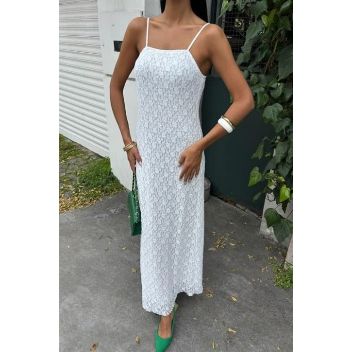 Askıları Ayarlanabilir Örme Dantel Elbise 2879