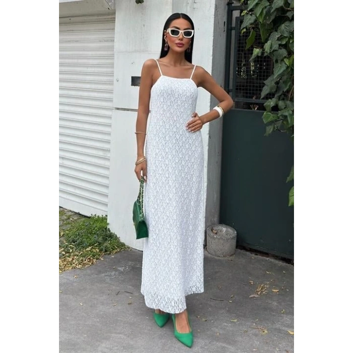 Askıları Ayarlanabilir Örme Dantel Elbise 2879