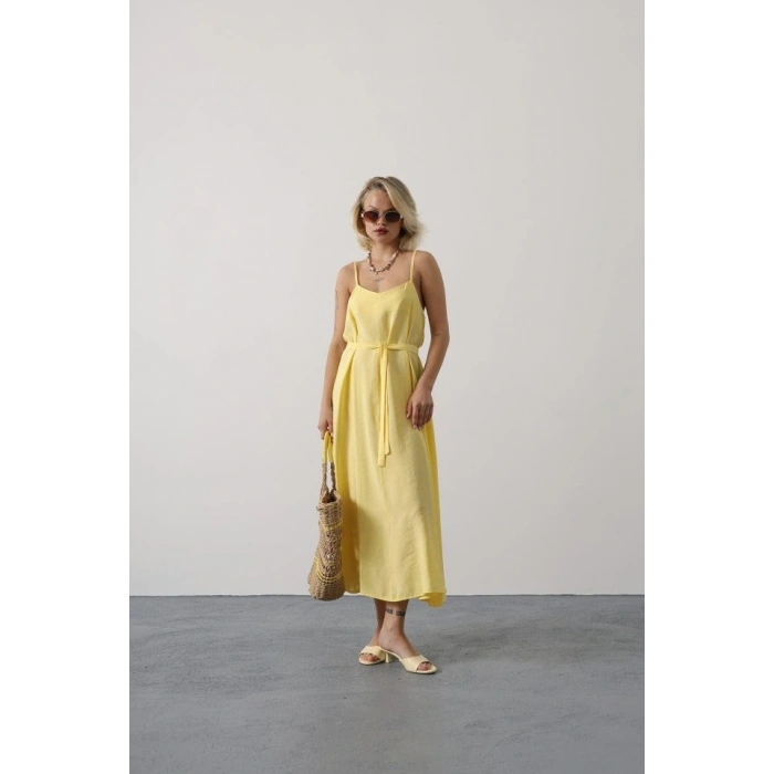 Askılı Basic Uzun Elbise  arı