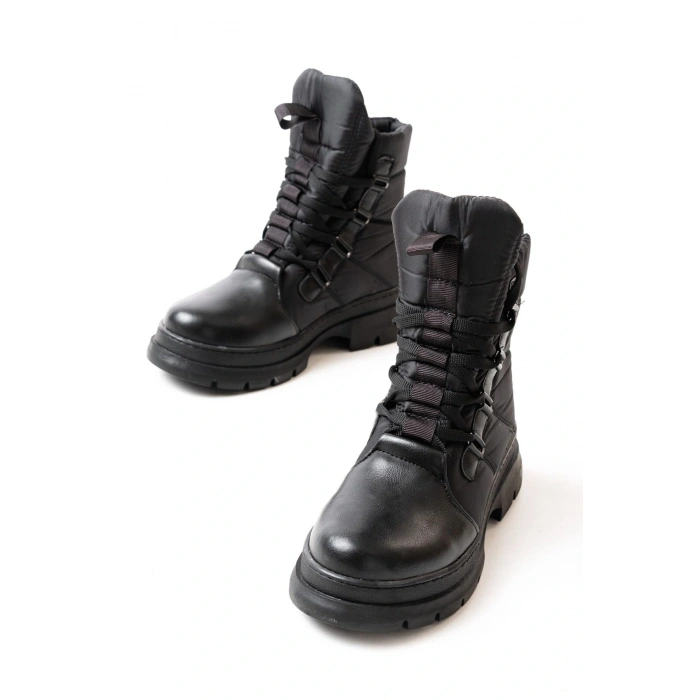 ASM-083 Siyah Bağcıklı Su Geçirmez Kadın Kar Botu