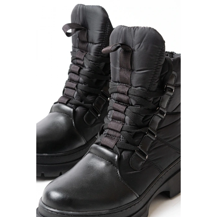 ASM-083 Siyah Bağcıklı Su Geçirmez Kadın Kar Botu