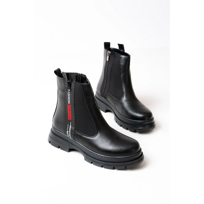 ASM-086 Siyah Fashion Aksesuarlı Fermuarlı Günlük Kadın Bot