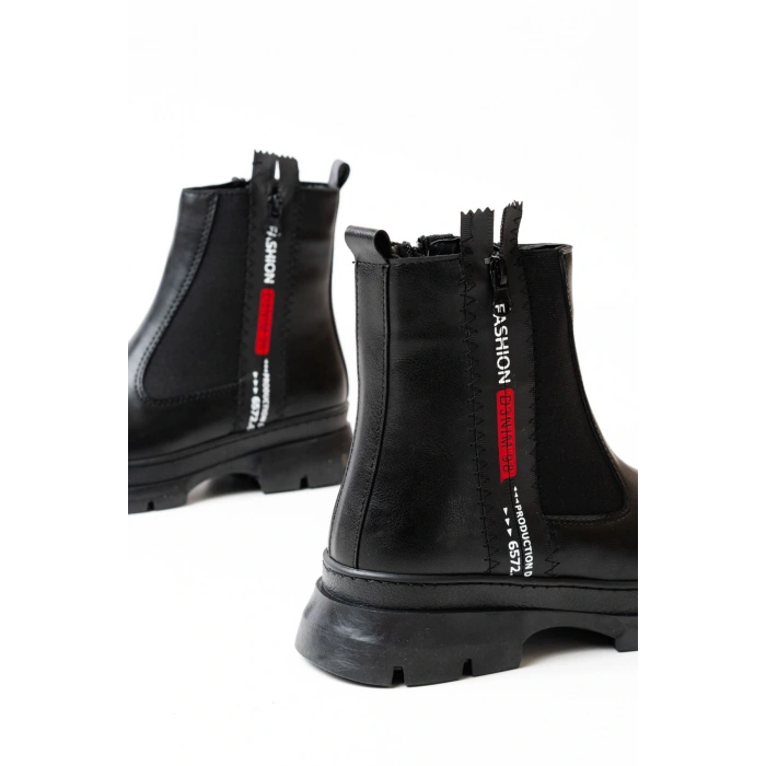 ASM-086 Siyah Fashion Aksesuarlı Fermuarlı Günlük Kadın Bot