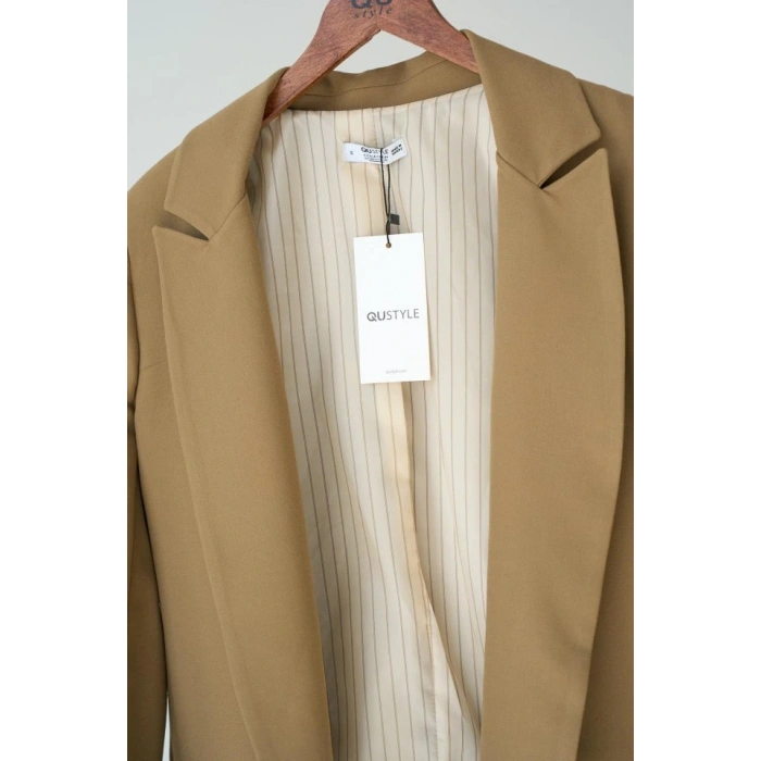 Astarı Çizgili Ceket  Vizon