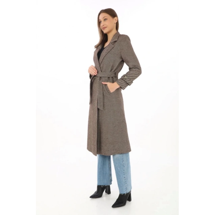 Astarlı Balık Sırtı Kaşmir Kaşe Kaban  Vizon