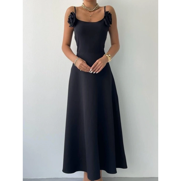 Matilda Gül İp Askılı Elbise
