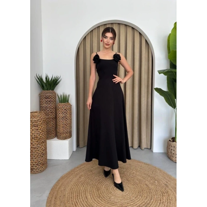 Matilda Gül İp Askılı Elbise