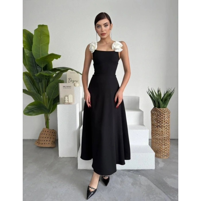 atilda Gül İp Askılı Elbise