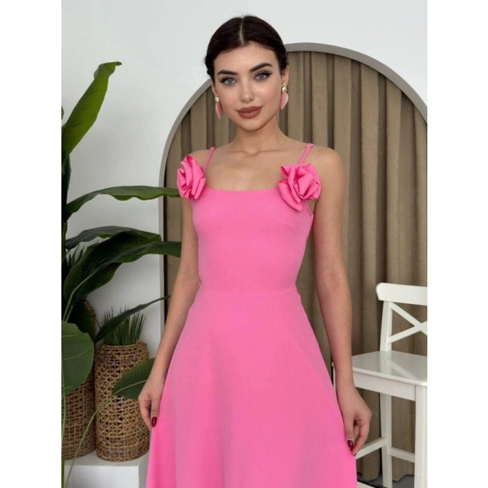 atilda Gül İp Askılı Elbise