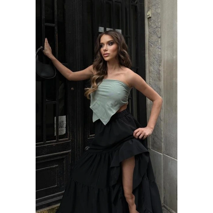 Audrey Fıfrlı Yırtmaç Detay Etek 4037