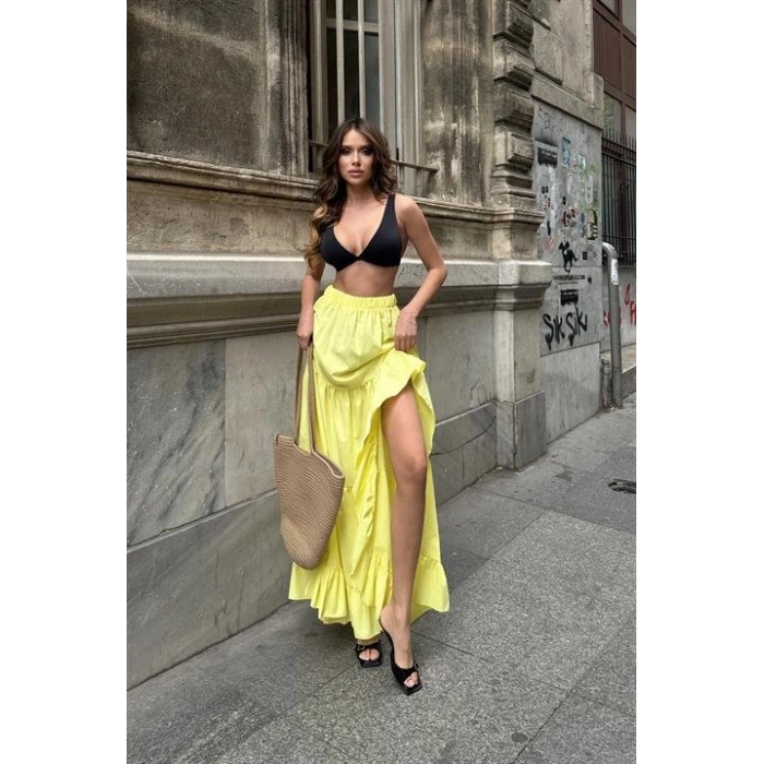 Audrey Fıfrlı Yırtmaç Detay Etek 4037