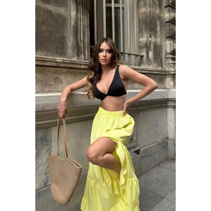 Audrey Fıfrlı Yırtmaç Detay Etek 4037