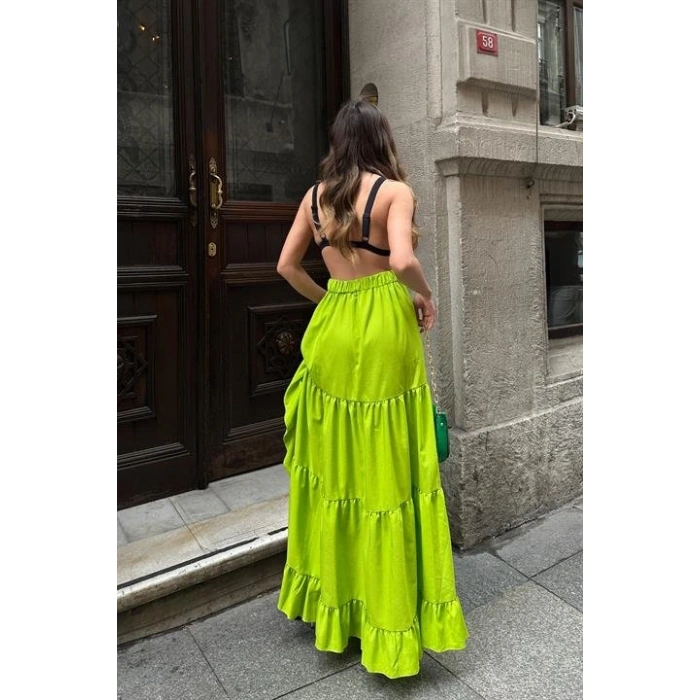 Audrey Fıfrlı Yırtmaç Detay Etek 4037