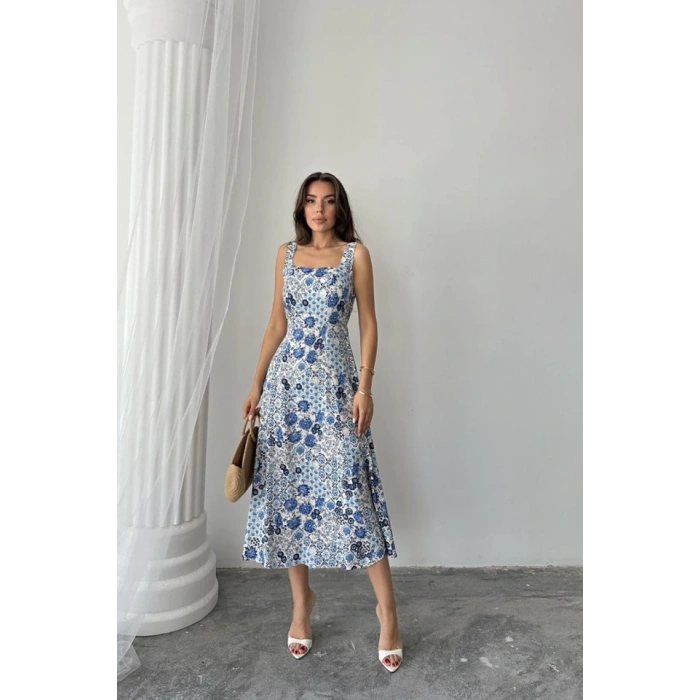 avi Çiçekli Viskon Elbise