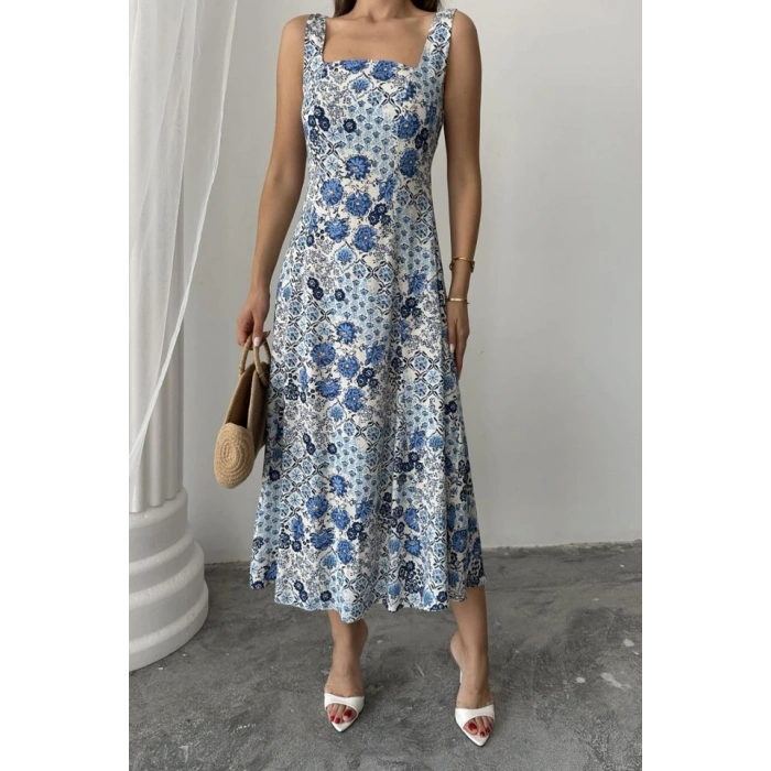 avi Çiçekli Viskon Elbise