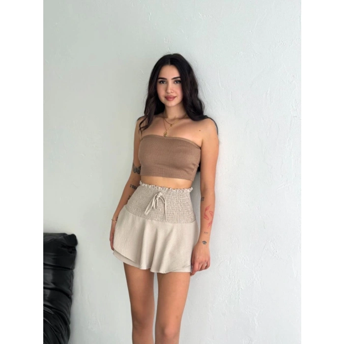 Ayrobin Şortlu Etek  Bej
