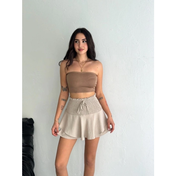 Ayrobin Şortlu Etek  Bej
