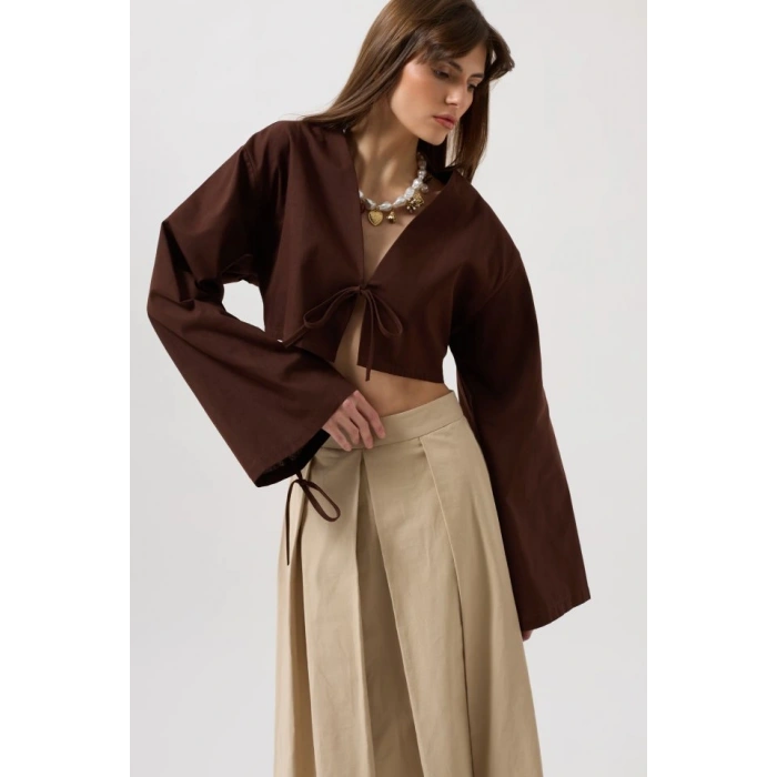 Bağlama Detay Uzun Kol Bluz