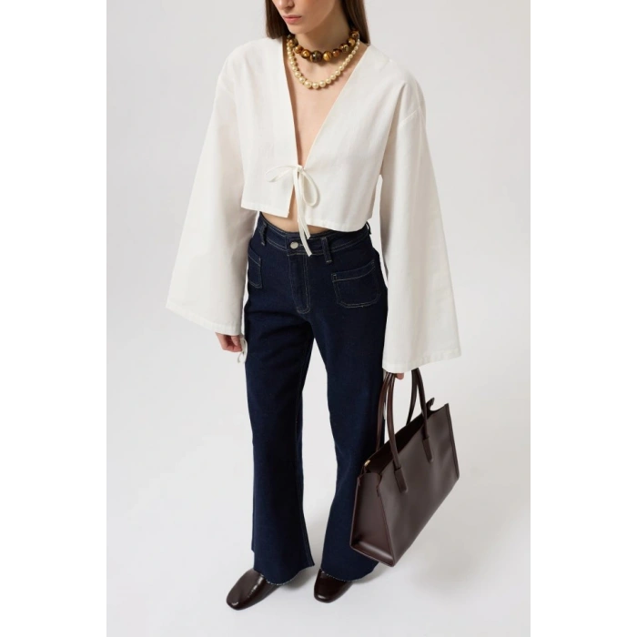 Bağlama Detay Uzun Kol Bluz