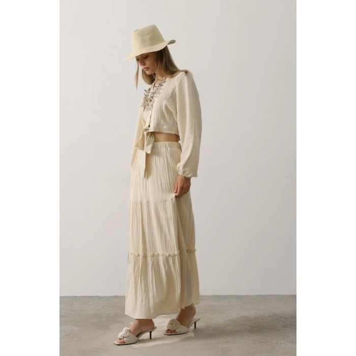 Balon Kollu Etekli Kaş Takım  Taş