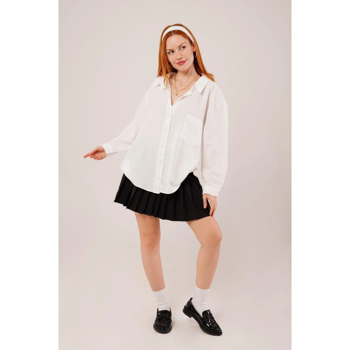 Basic Oversize Beyaz Gömlek