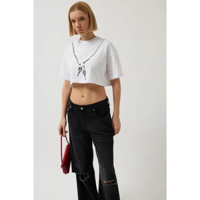 Baskılı Crop Thirt