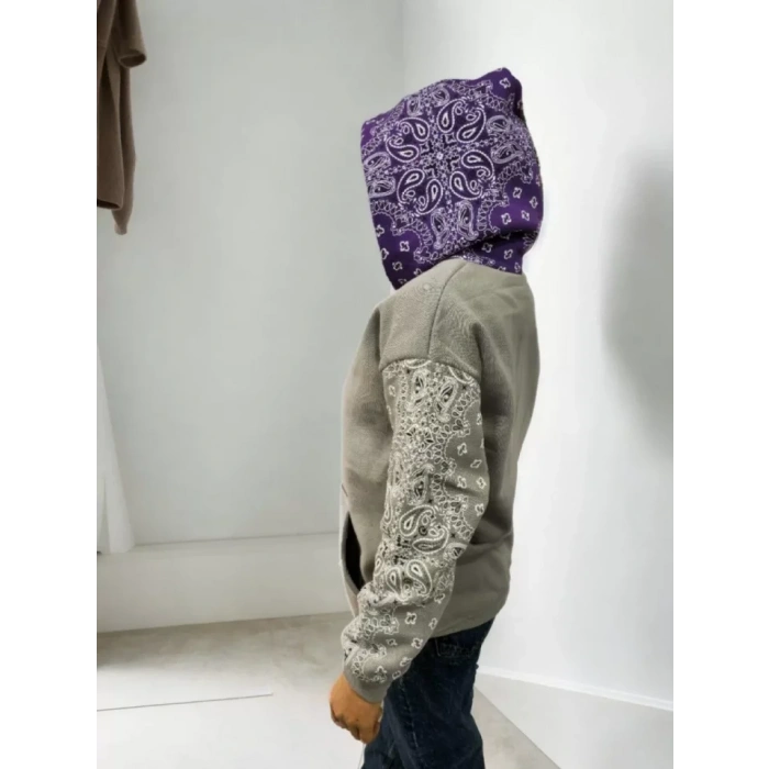 Baskılı Kapüşonlu weatshirt  Gri