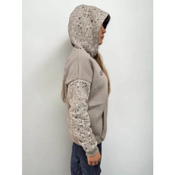 Baskılı Kapüşonlu weatshirt  Gri