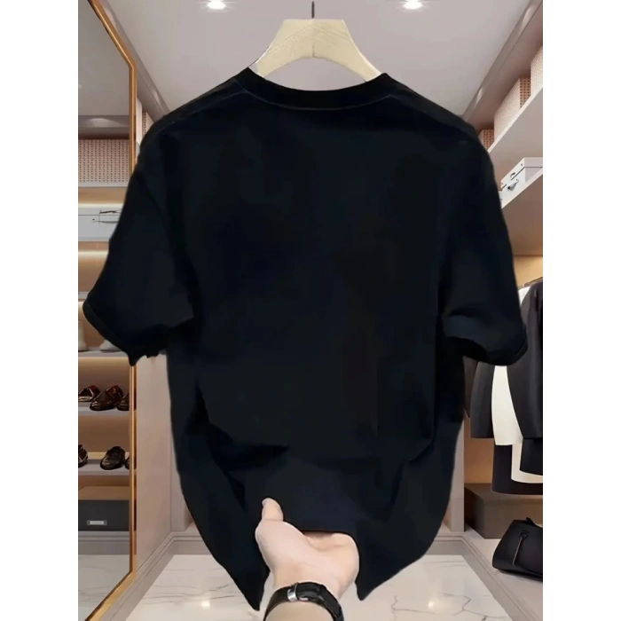 Baskılı Oversize Bisiklet Yaka Tshirt  Beyaz