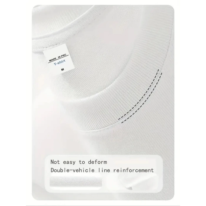 Baskılı Oversize Bisiklet Yaka Tshirt  Beyaz